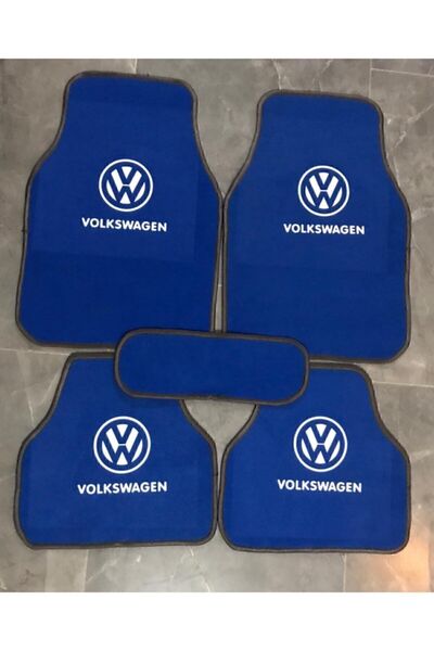 Genel Markalar Volkswagen Logolu Mavi Halı Paspas Çift Kat