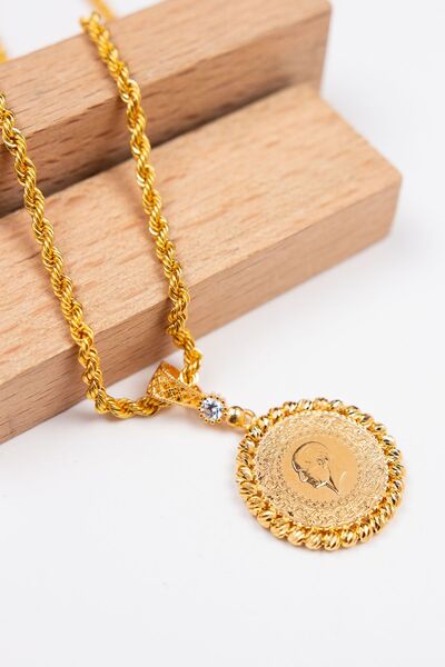 latif kuyumcu 22 Ayar Altın Kolye Çeyrekli Dorika Çerçeve Kadın Kolye Ucu Zincir Stlkkl1021