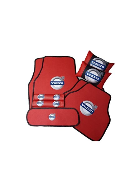 Volvo Kırmızı Penye Kılıf,deri Kemer Konforu,deri Yastık Ve Halı Paspas Set