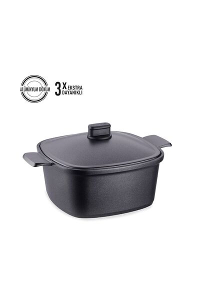 KORKMAZ A2583 Casterra Kare Döküm Tencere 28x28x12,5 Cm