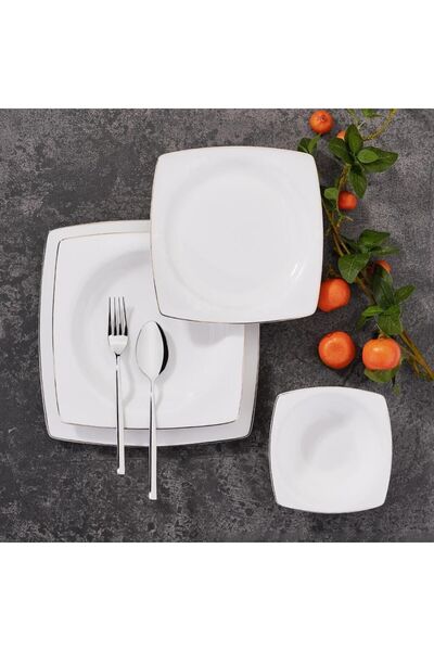 KORKMAZ A8433 Bone Sel.60 P Yemek Takımı (KARE)