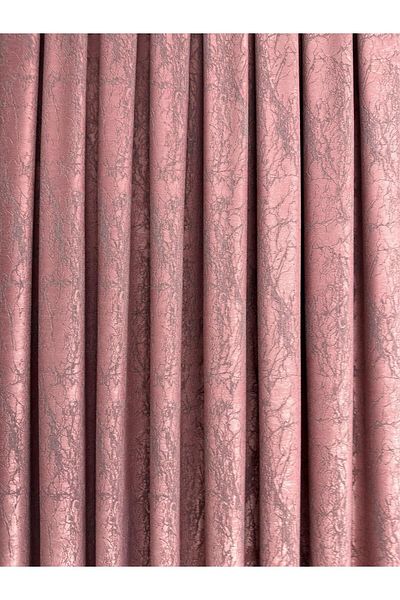 Erdoğanlar Koza Soft Velar Dried Rose Background Curtain - Single Wing, 1/3 Close Pleat