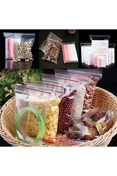 Astema Ziplock Bag Transparent Bag 10x12 100 Pieces Henna Cookies Nuts Nylon