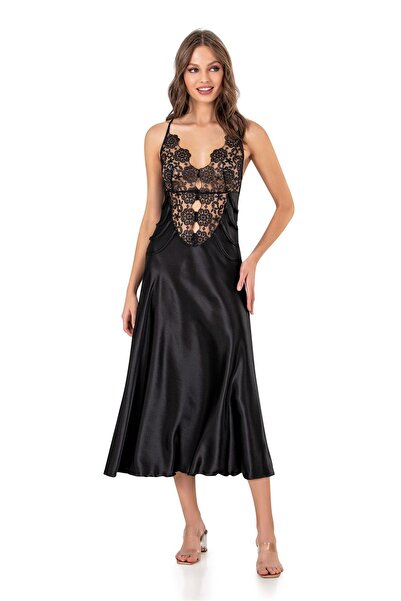 MOONGIRL KADIN SATEN UZUN TEK GECELİK