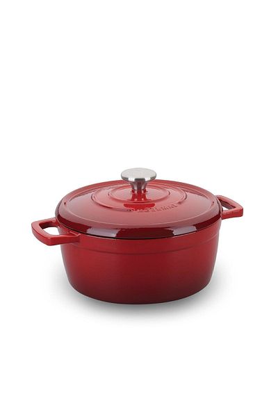 KORKMAZ Cast Pot 24x10 Cm Red