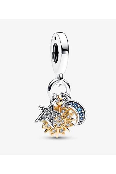 POSEİDONS JEWELLERY Gökyüzü Üçlü Güneş Ay Yıldız s925 GümüşSallantılı Charm