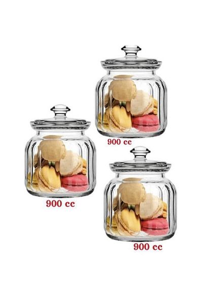 Paşabahçe 96374 Viva Glass Jar Storage Container 3 Pieces 900cc 019oa