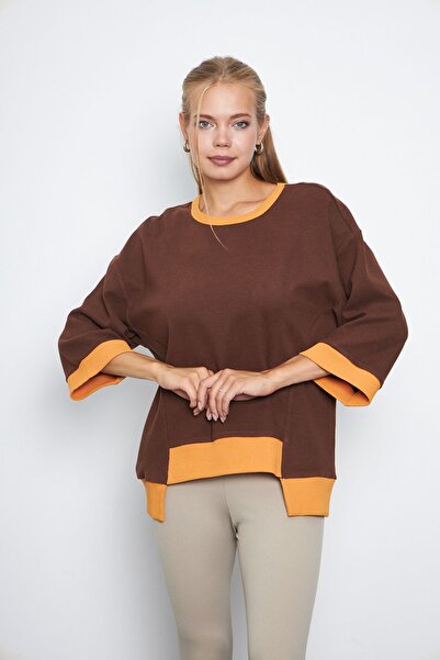 Avones Γυναικείο φούτερ Three Quarter Sleeve Garnished Thessaloniki Fabric