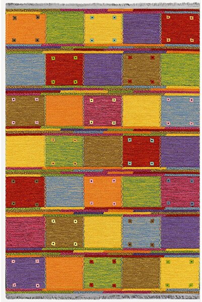 kilim home Mars 2039 Multy Tonunda Dekoratif Halı Salon Halısı Saçaklı Yıkana...
