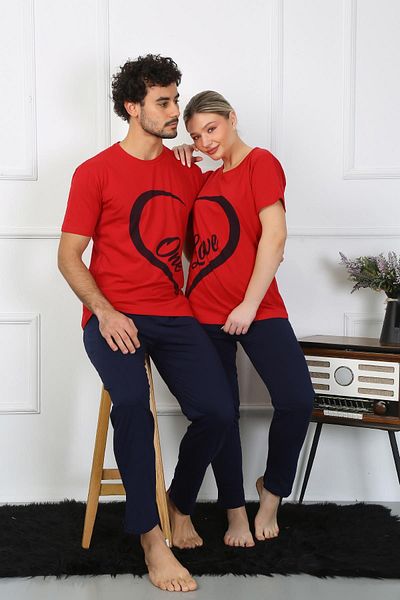 Akbeniz Γυναικείο σετ πιτζάμες Lover Combton Combed Combination Red 50128 Η τιμή είναι για μονό σετ