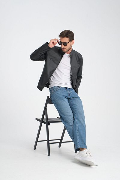 Black Level Men's Fit Fit Biker Coat Plain Racer Jacket College Coat