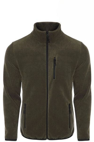 Butik Unisex Khaki Fleece - 3 Pockets and Full Zipper Standard Cardigan