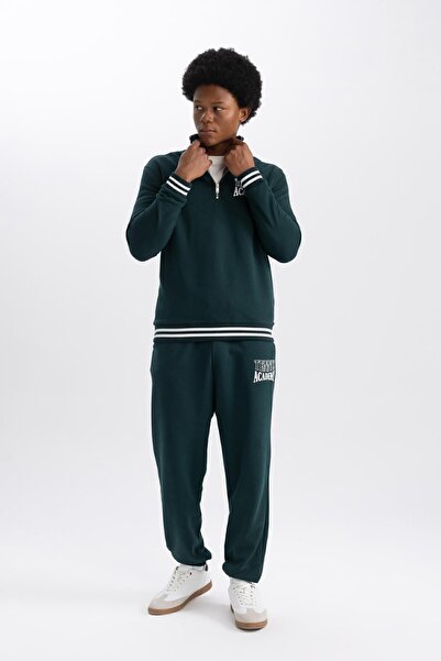 DeFacto Oversize Fit Jogger Sweatpants - Ελαστικό πόδι με τσέπες, εμπριμέ δαντέλα στη μέση