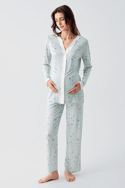 Artış Flexible Viscose - Long Sleeve Floral Patterned Pajama Set