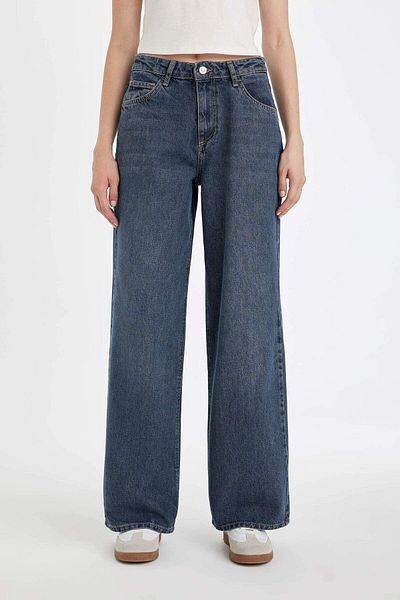 DeFacto High Waist Washed Long Jeans - Wide Leg Pants 3162228