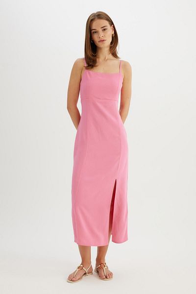DeFacto Linen Blended Strappy Maxi Dress - A9706Ax24Hs