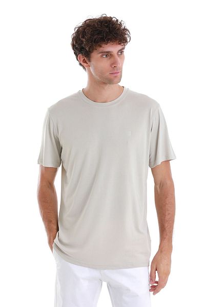 Hatemoğlu Πλεκτό μπλουζάκι Ecru Regular Fit Plain Crew Neck