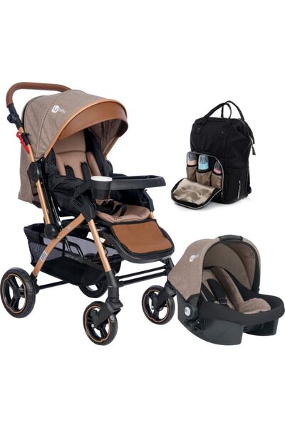 4 Baby Gold Active Plus Travel Çift Yönlü Bebek Arabası Puset Termal Çanta Kahve