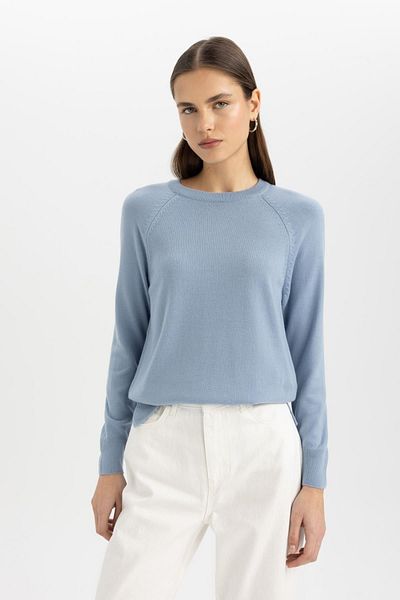 DeFacto Pulover de tricotaj cu textura moale cu decolteu - Regular Fit I6913az24wn