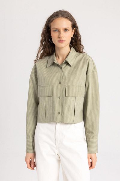 DeFacto Regular Fit Striped Poplin Long Sleeve Shirt C3164Ax24Sp