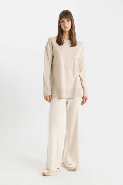 DeFacto Πλεκτό παντελόνι Relaxed Fit - ίσια μέση, φαρδύ πόδι V0088az23au