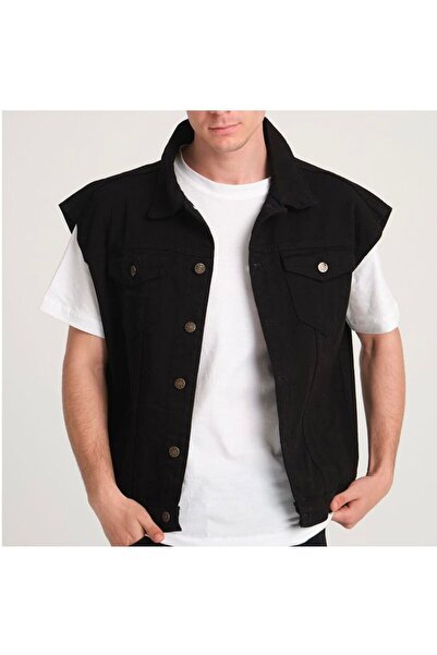 RİSE unısex oversize siyah kot yelek