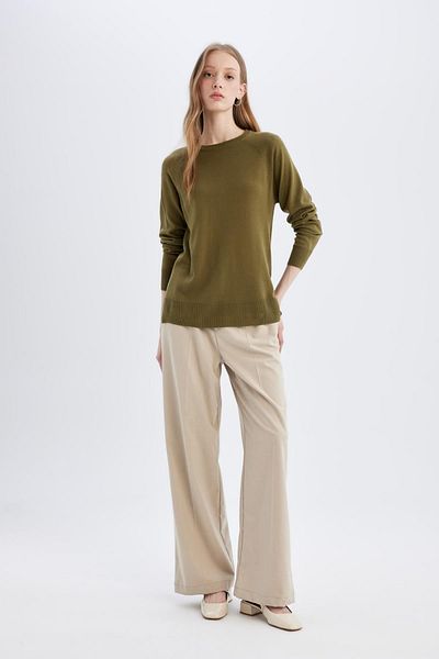 DeFacto Crew Neck Soft Textured Knitwear Sweater - Regular Fit I6913Az24Wn