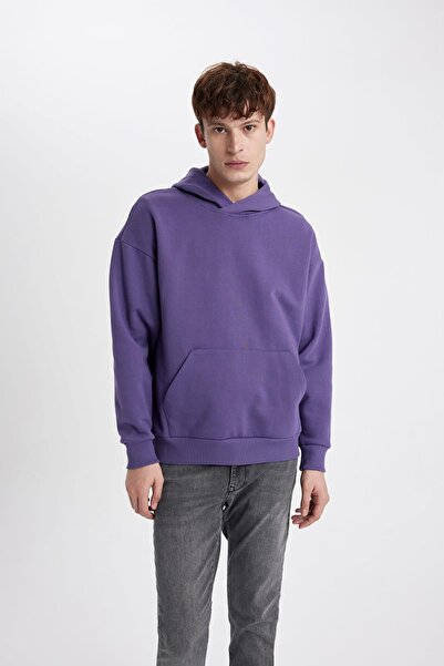 DeFacto Soft Furry Hooded Oversize Sweatshirt - Kangaroo Pocket Y1237Az23Au