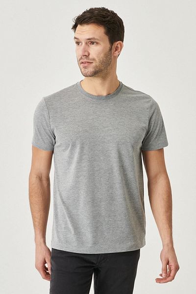 AC&Co / Altınyıldız Classics Ανδρικό ανθρακί-κ.γκρι Slim Fit Crew Neck 100% βαμβακερό πακέτο με 2 μπλουζάκια