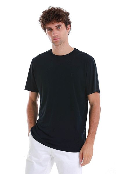 Hatemoğlu Πλεκτό μπλουζάκι Navy Blue Regular Fit Plain Crew Neck