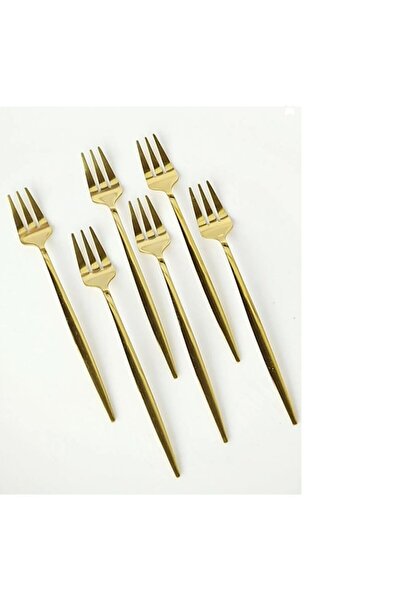 TARIK HOME 6 adet 14 cm gold fondü çatalı, paslanmaz çelik Limon ve Meyve Çatalı