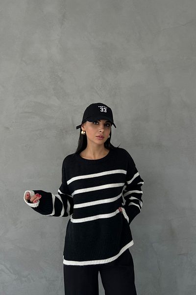 Seda Yalçın Atelier Pulover supradimensionat cu dungi alb-negru
