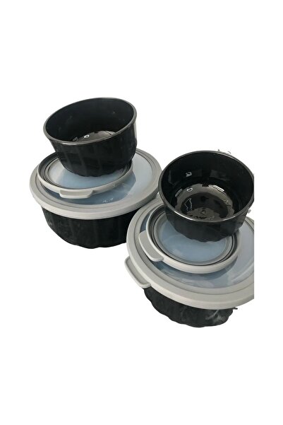 VİP AHMET Vacuum Storage Container Black 4 Pieces Black Diamond