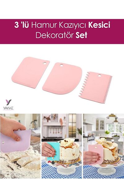 Yayke Set of 3 Dough Cutting and Scraping Apparatus Pastry Pie Pie Shaper Cutter Scraper