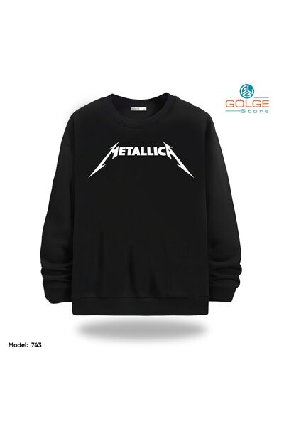Gölge Store سويت شيرت للجنسين من MeTalliCa بطبعة صدر Slimfit ورقبة دائرية و2 خيط