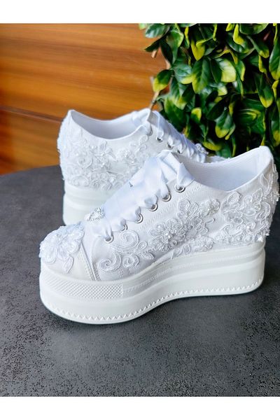 Ayakkabı Tutkusu Stilo ® Pantofi de mireasă albi, eleganti și confortabili, cu toc înalt