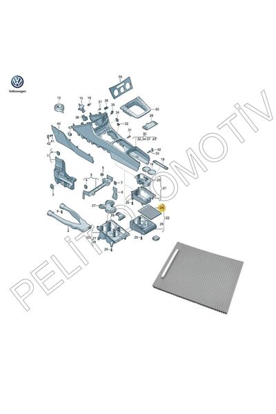 Genel Markalar Passat B6 (2006-2011) Orta Konsol Sürgülü Kapak 3c0857503 Gri