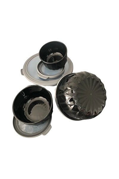 VİP AHMET Vacuum Storage Container Black 4 Pieces Black Diamond