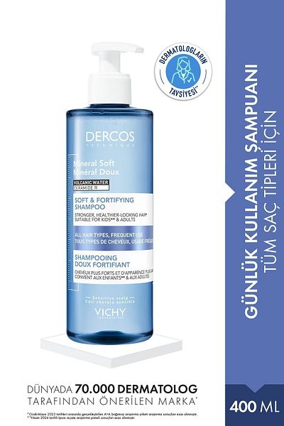Vichy Dercos Mineral Soft 400 ML Daily Use Shampoo - Dandruff Care Complement