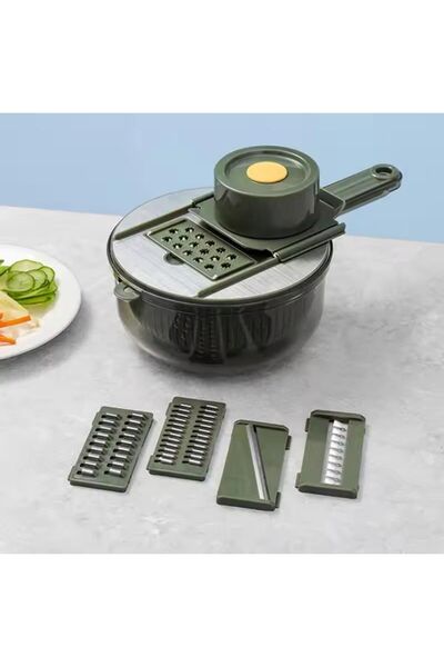 AET Paslanmaz Çelik 5 İn 1 Hazneli Rende Seti Süzgeçli Pratik Çok Fonksiyonlu Mutfak Rendesi Doğrayıcı