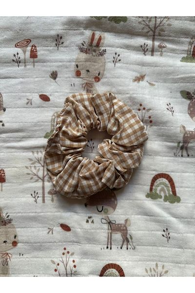 odaburada Brown Gingham Women's Bagel Hair Clip