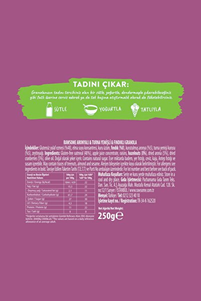 Rawsome Glutensiz 4'lü Granola Paketi 4x250 g