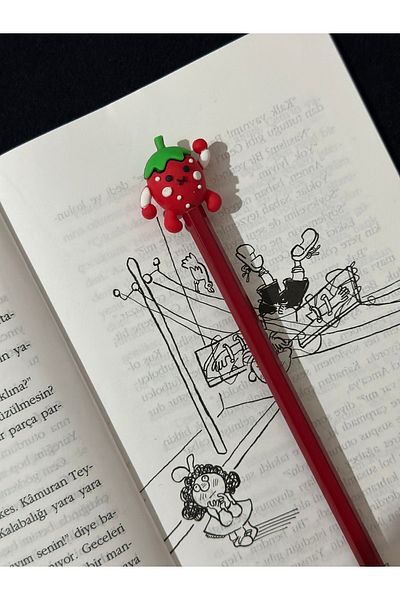 odaburada Cute Pencil Ornament-Pencil Head with Strawberry Man Figure