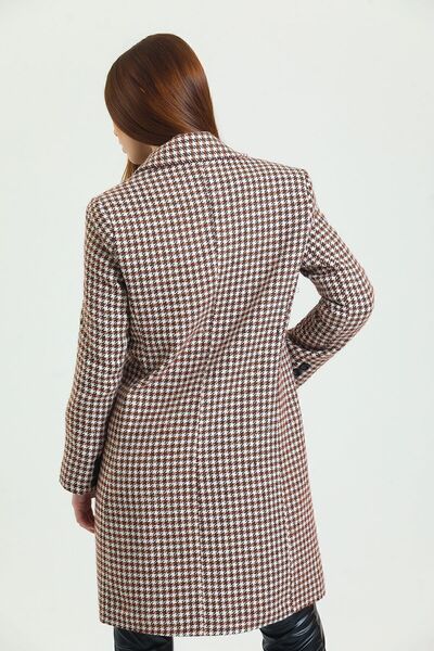 Sense 6-Button Lined Cashmere Coat| Kbn34605 Black Coffee Houndstooth