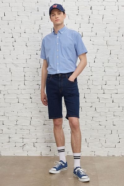 AC&Co / Altınyıldız Classics Σκούρο Navy Blue Flexible Slim Fit τζιν σορτς - Ανδρικό