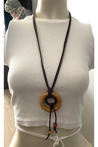 canan dizayn Bohem Otantik Ahşap Halkalı Kolye