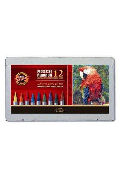 Koh-i Noor Progresso Aquarell Tree-Free Waterable Crayons 12 Colors