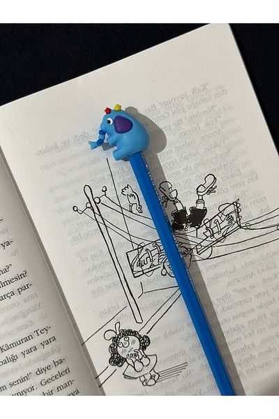 odaburada Blue Elephant Figure Cute Pencil Ornament-Pencil Head