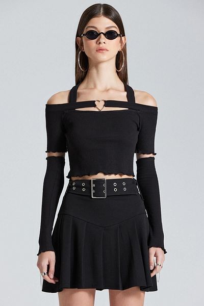 boutiquen 2446 Δαχτυλίδι Καρδιά Λεπτομερής περικοπή βολάν εκτός ώμου