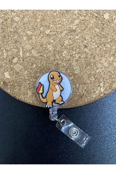 odaburada Yoyo Name Badge Holder with Pokemon Charmander Figure